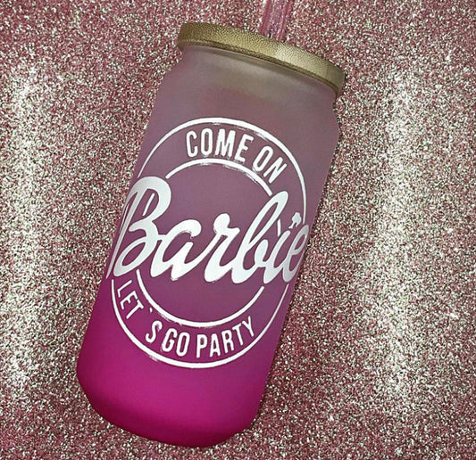 Glass Can - 16oz - Barbie