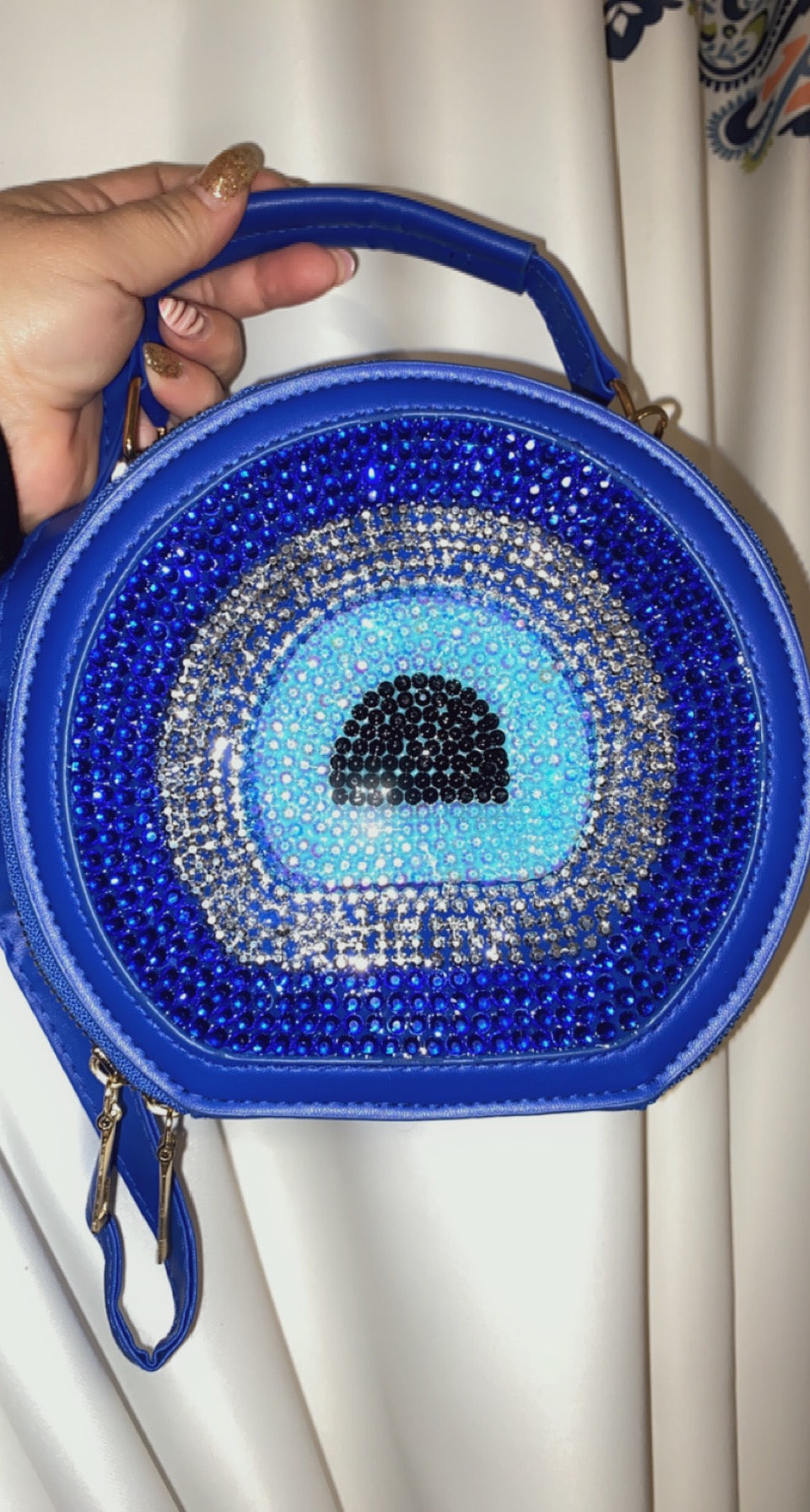 Blue Rhinestone “Evil Eye” Themed Handbag