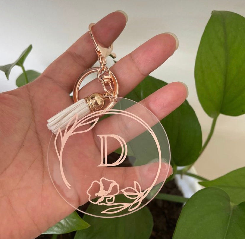 Rose Gold Keychains with Initial